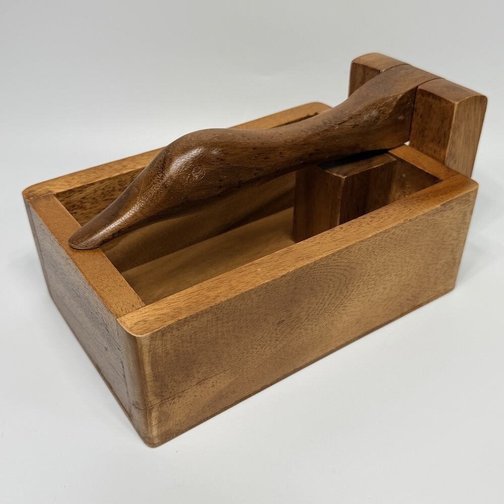 Vintage Wood Hinged Duck Goose Napkin Holder Keeper Cabin Nature Grandpacore